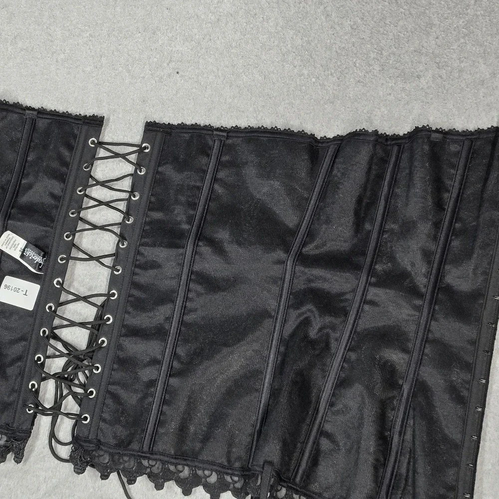 Frederick's Of Hollywood Women Corset 36 Black Floral Victorian Lace